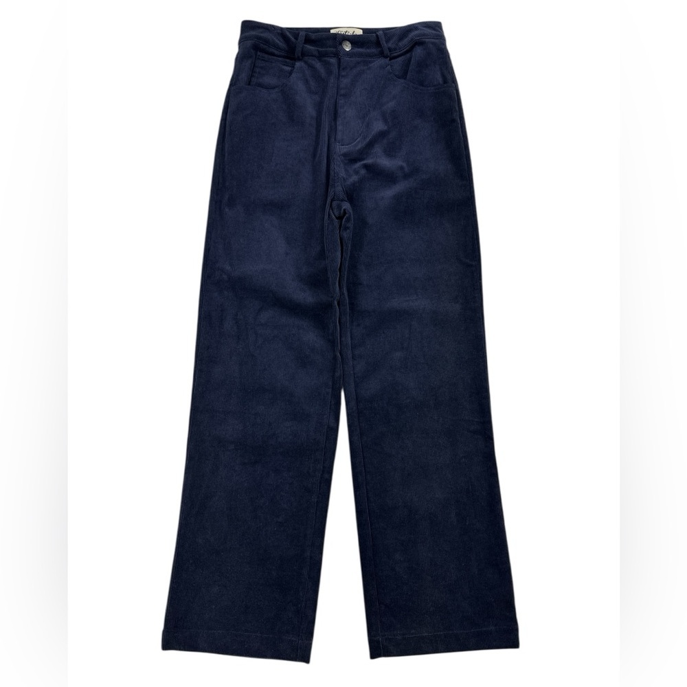 Listicle Navy Corduroy High Rise Bootcut Pants Soft Textured Retro Boho Indie S
